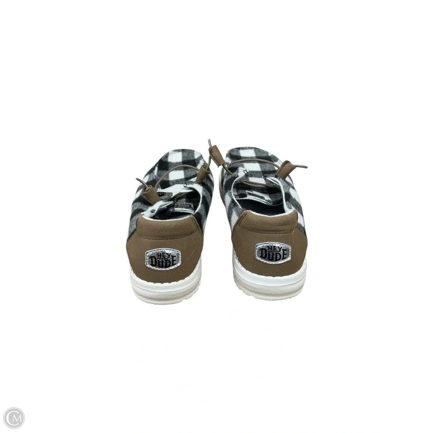 Shoes Flats By Hey Dude In Black & White, Size: 9