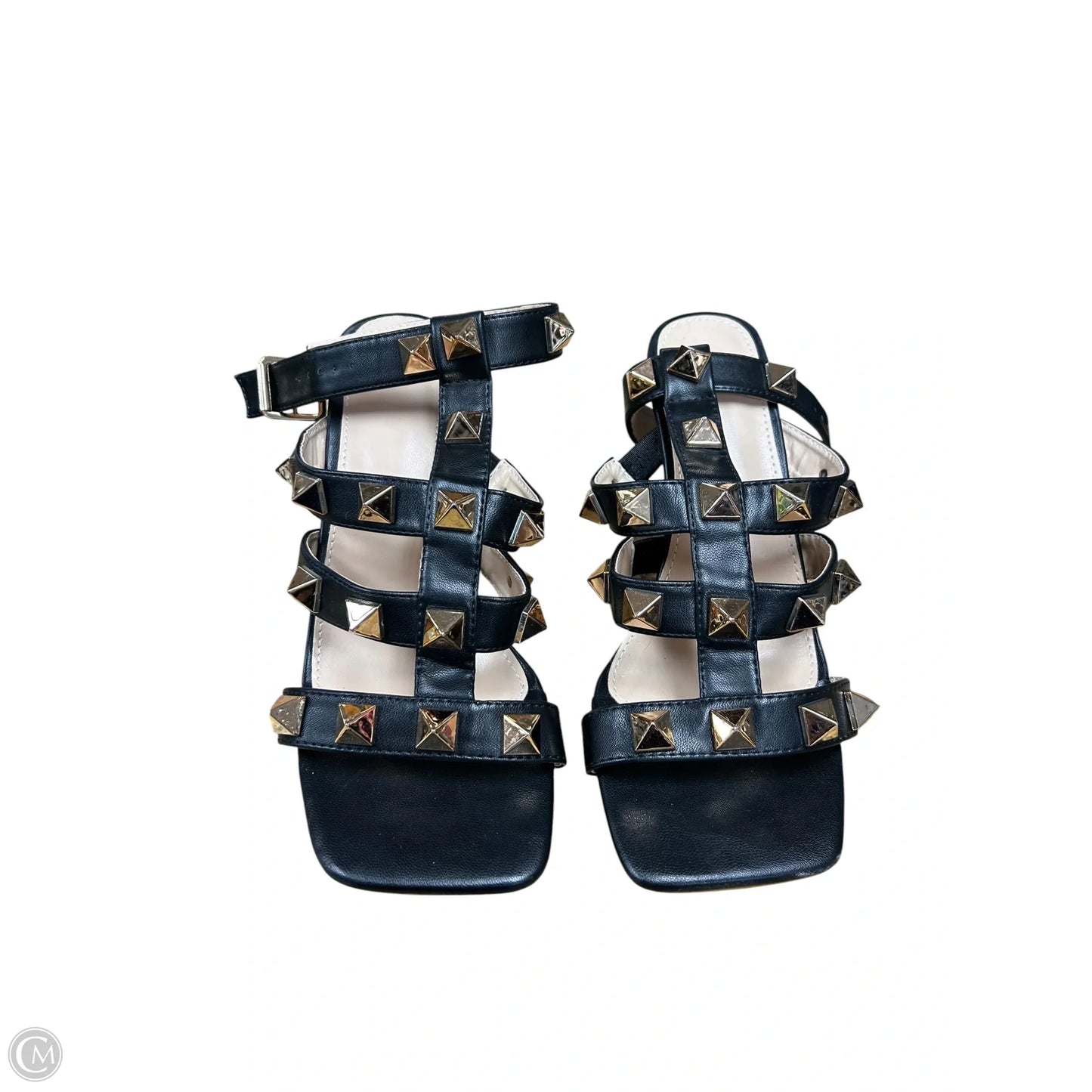 Sandals Heels Stiletto By Cmf In Black & Gold, Size: 8.5