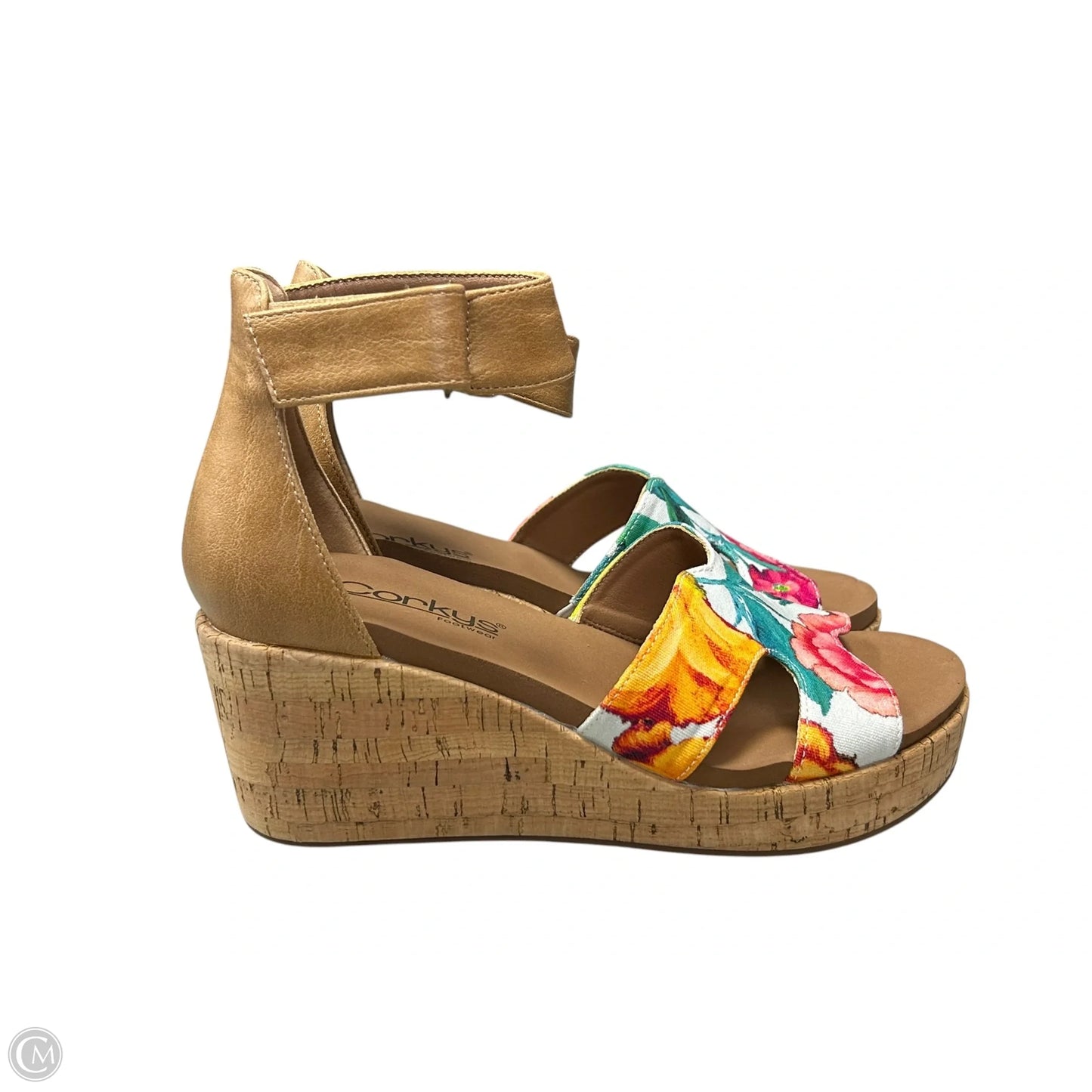 Sandals Heels Wedge By Corkys In Floral Print, Size: 6