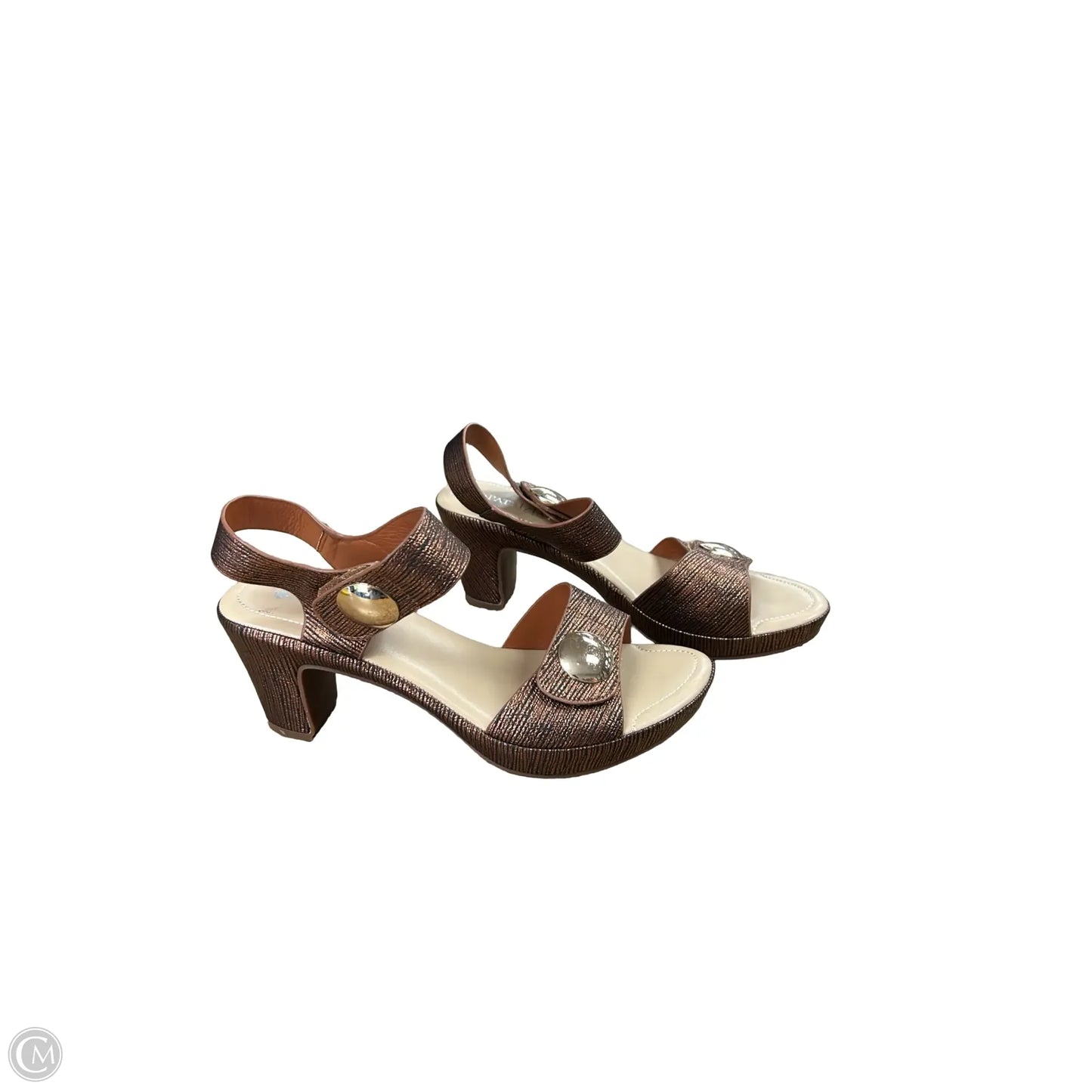 Sandals Heels Block By Spring Step In Bronze, Size: 11