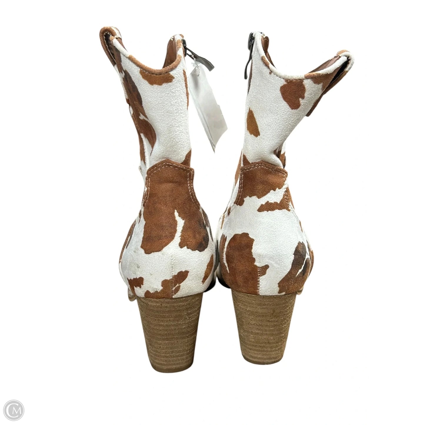Boots Ankle Heels By Clothes Mentor In Brown & White, Size: 8
