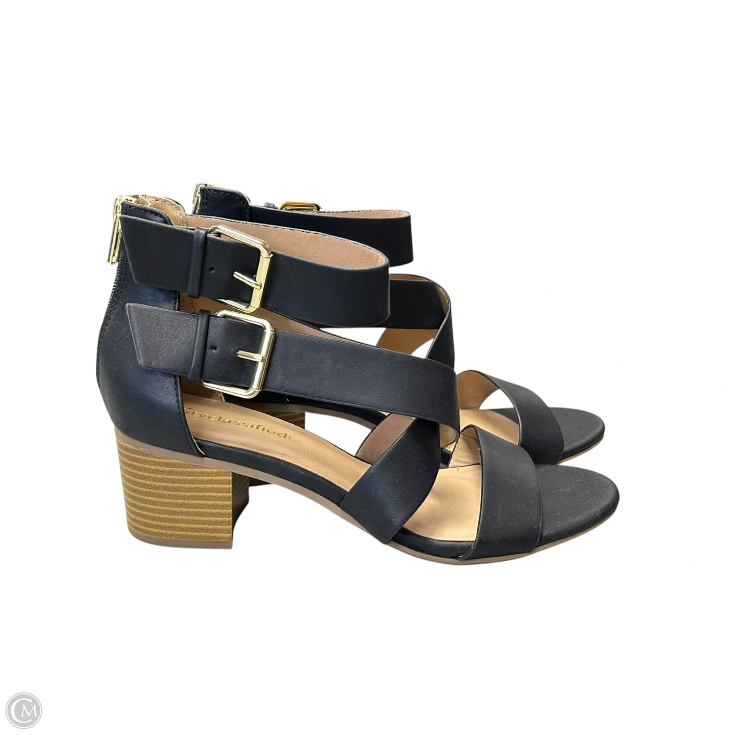 Sandals Heels Block By City Classified In Black, Size: 9
