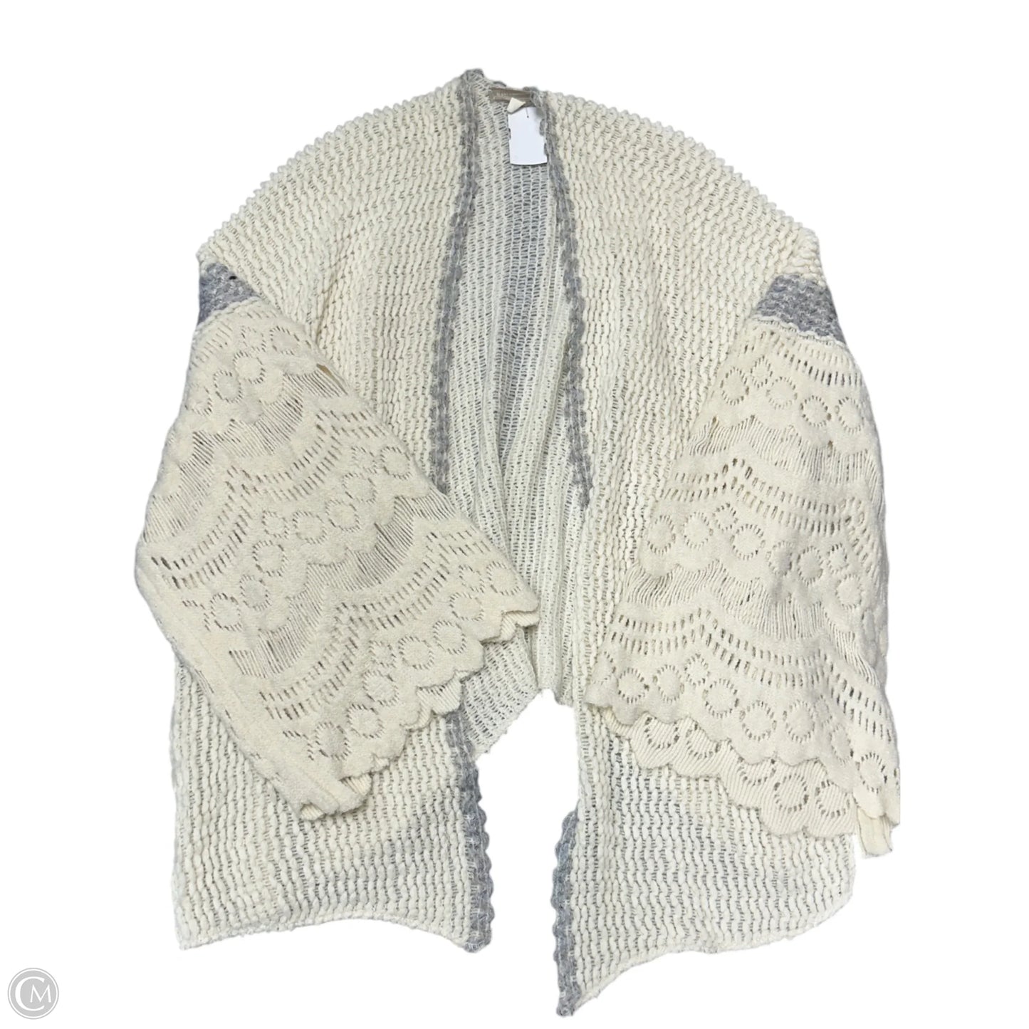 Sweater Cardigan By Anthropologie In Cream & Grey, Size: Osfm