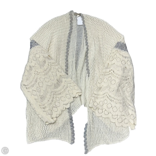 Sweater Cardigan By Anthropologie In Cream & Grey, Size: Osfm