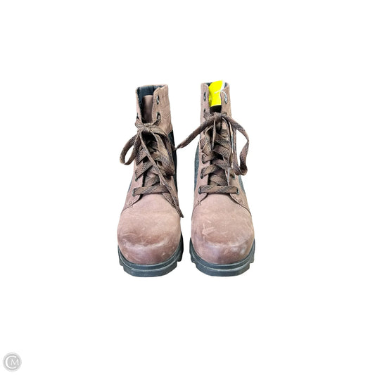 Boots Ankle Heels By Sorel In Brown & Grey, Size: 7.5