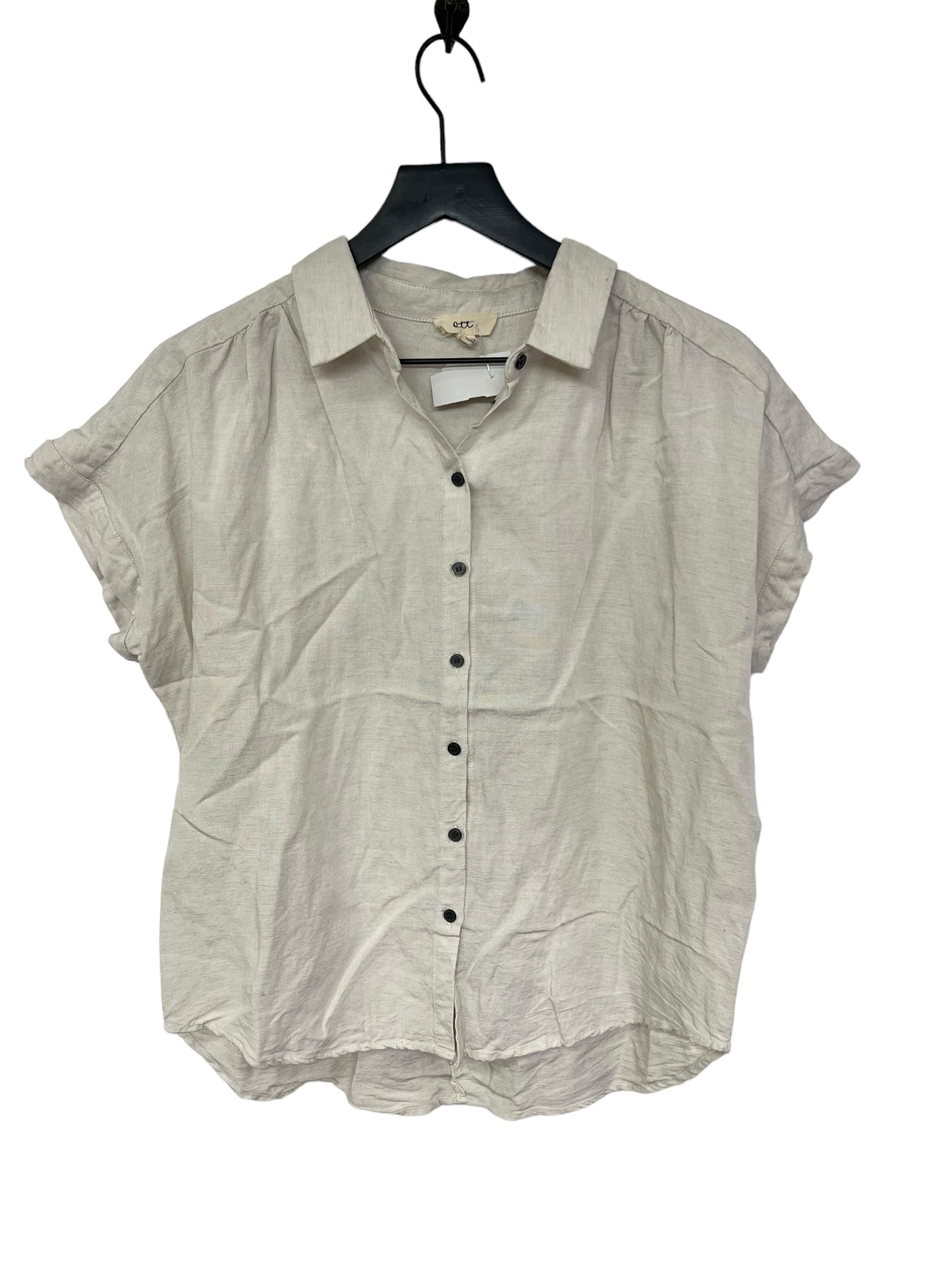 Blouse Short Sleeve By Clothes Mentor In Ivory, Size: L