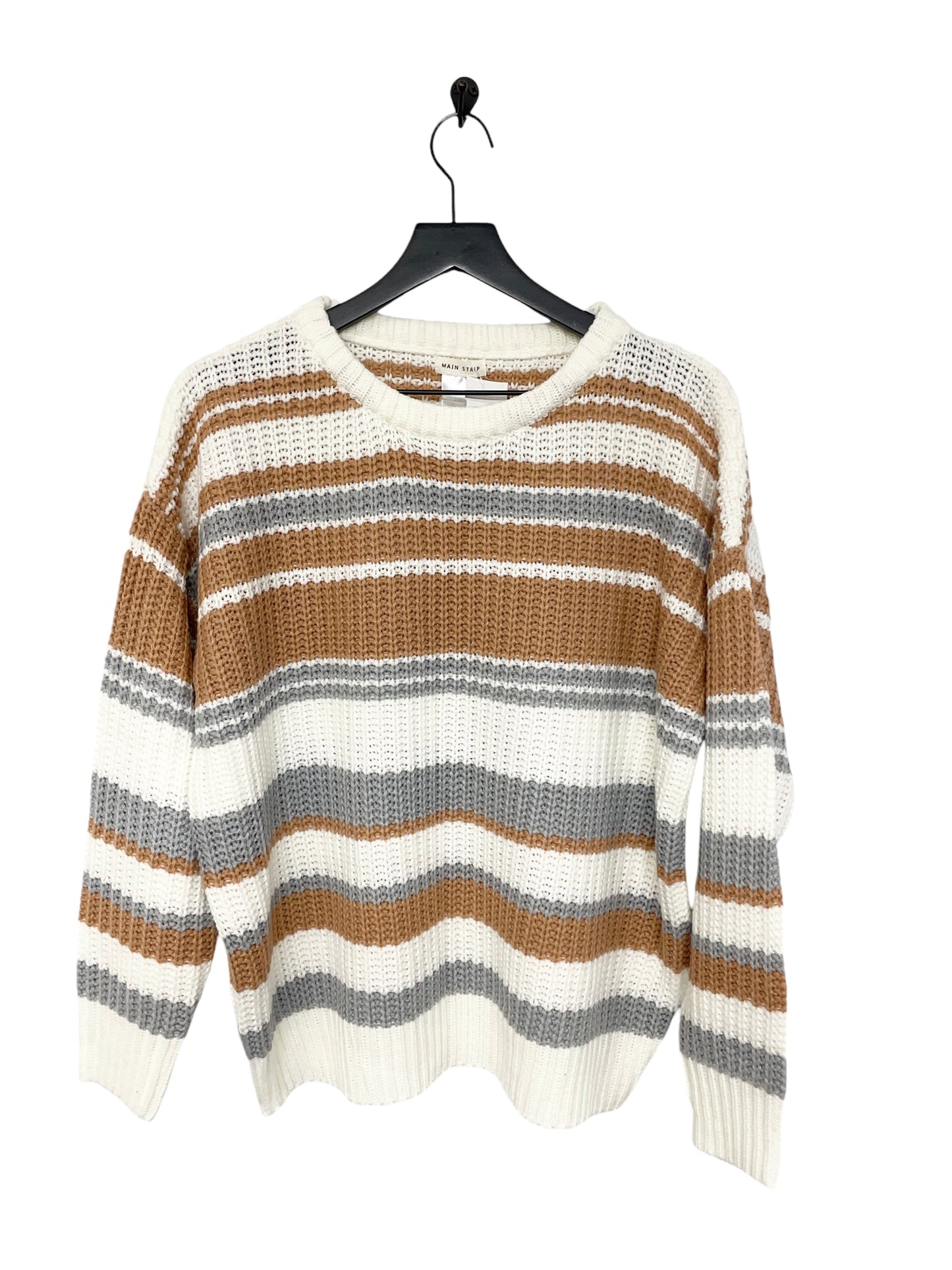 Sweater By Main Strip In Grey & Tan, Size: L