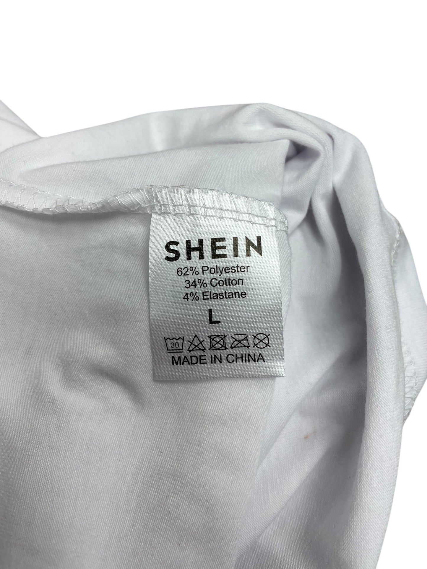 Top Short Sleeve By Shein In White, Size: L