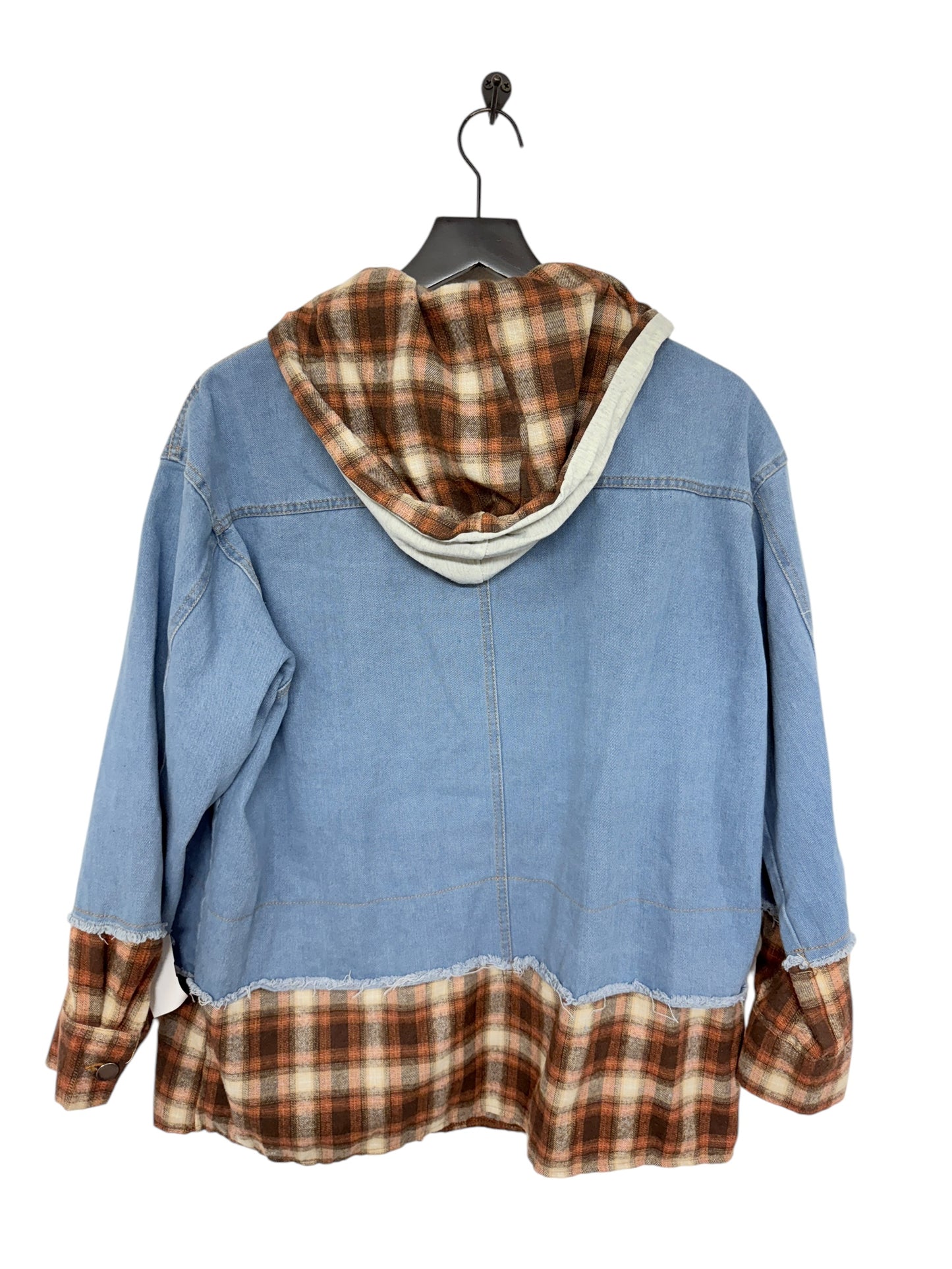 Jacket Shirt By Clothes Mentor In Blue, Size: L