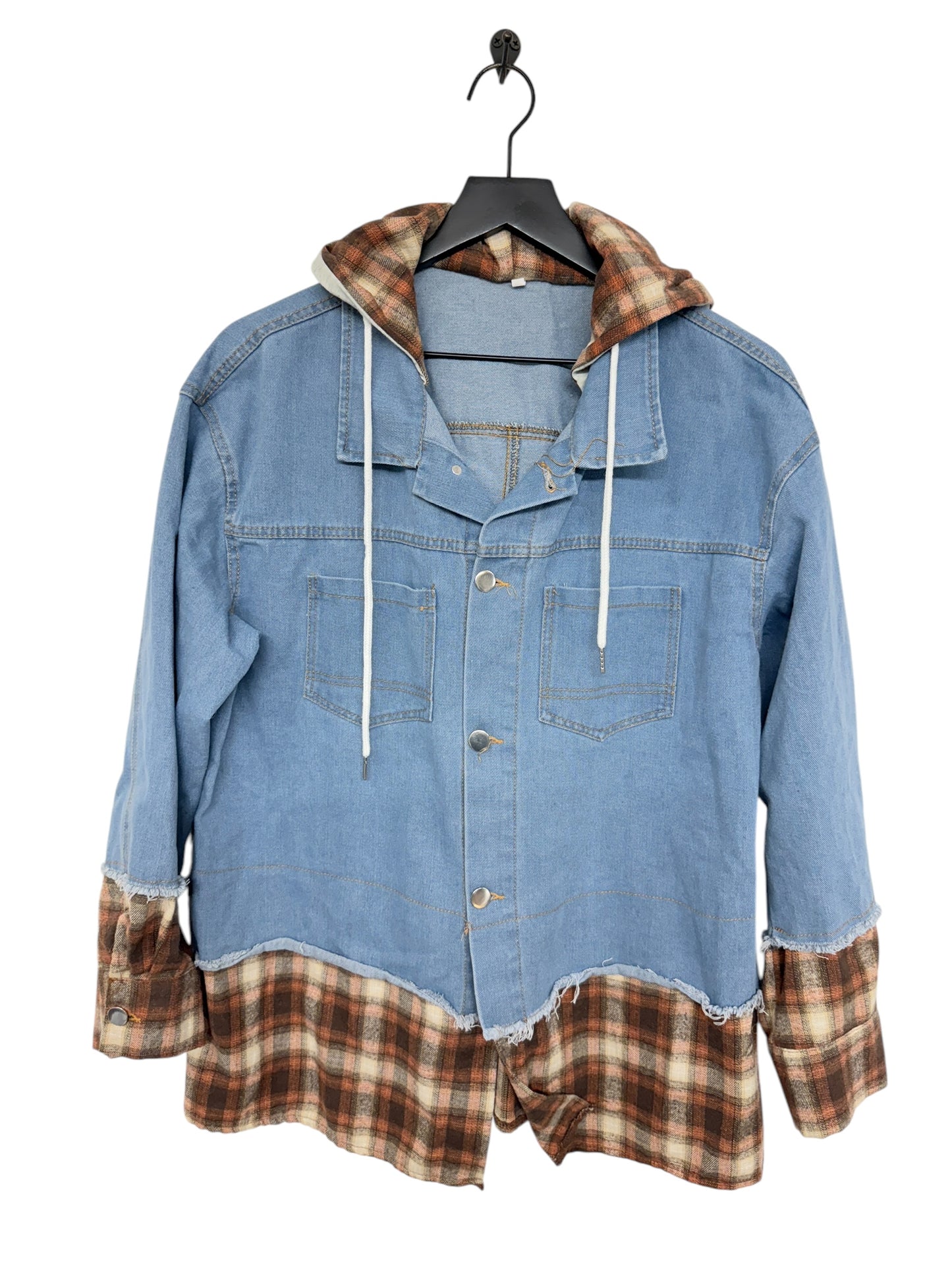 Jacket Shirt By Clothes Mentor In Blue, Size: L