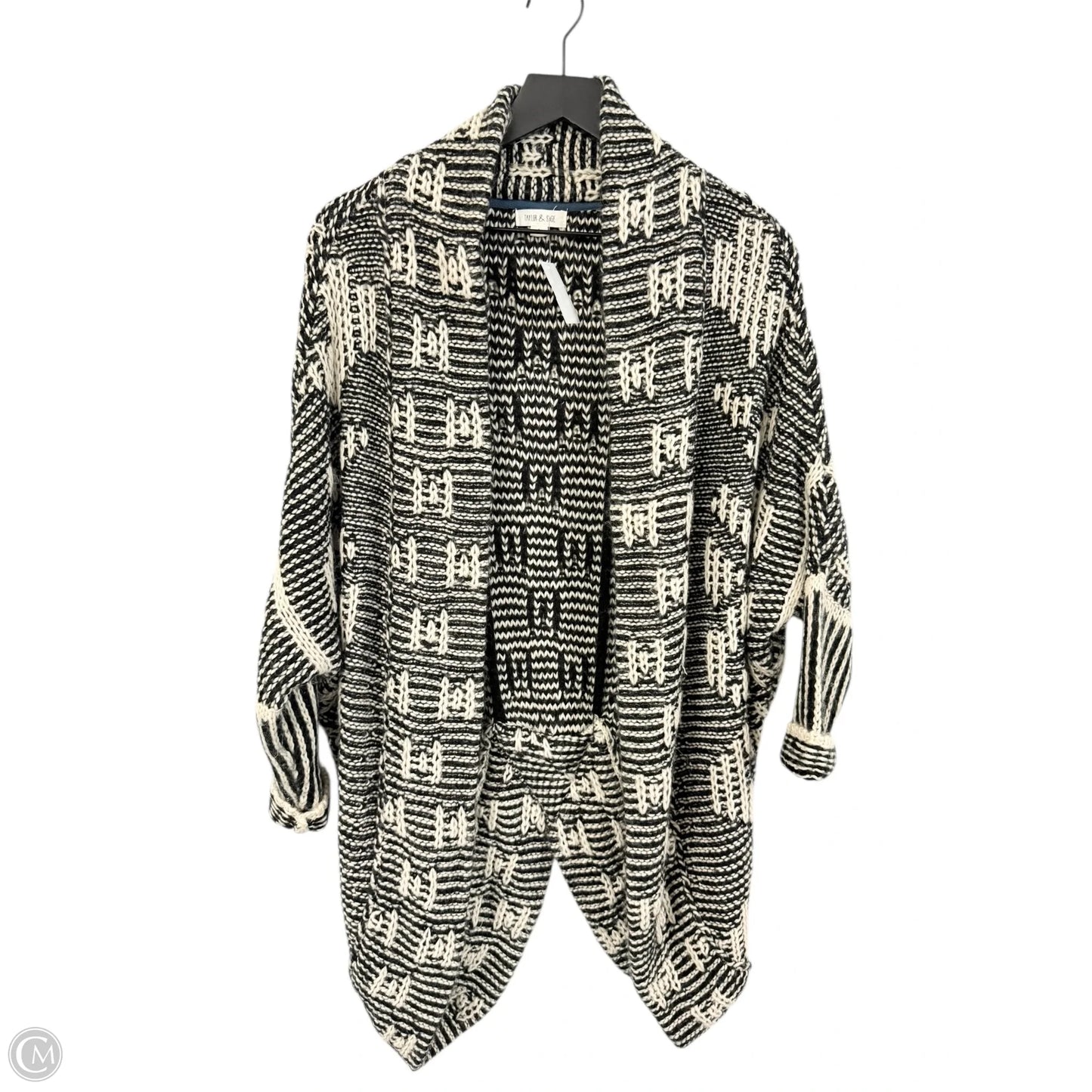 Sweater Cardigan By Taylor & Sage In Black & Cream, Size: S