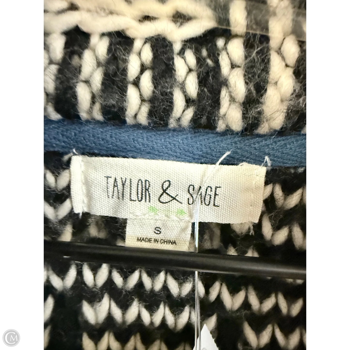 Sweater Cardigan By Taylor & Sage In Black & Cream, Size: S