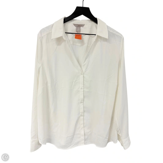 Blouse Long Sleeve By H&m In White, Size: Xl