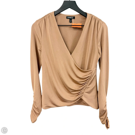 Top Long Sleeve By Express In Tan, Size: Xs