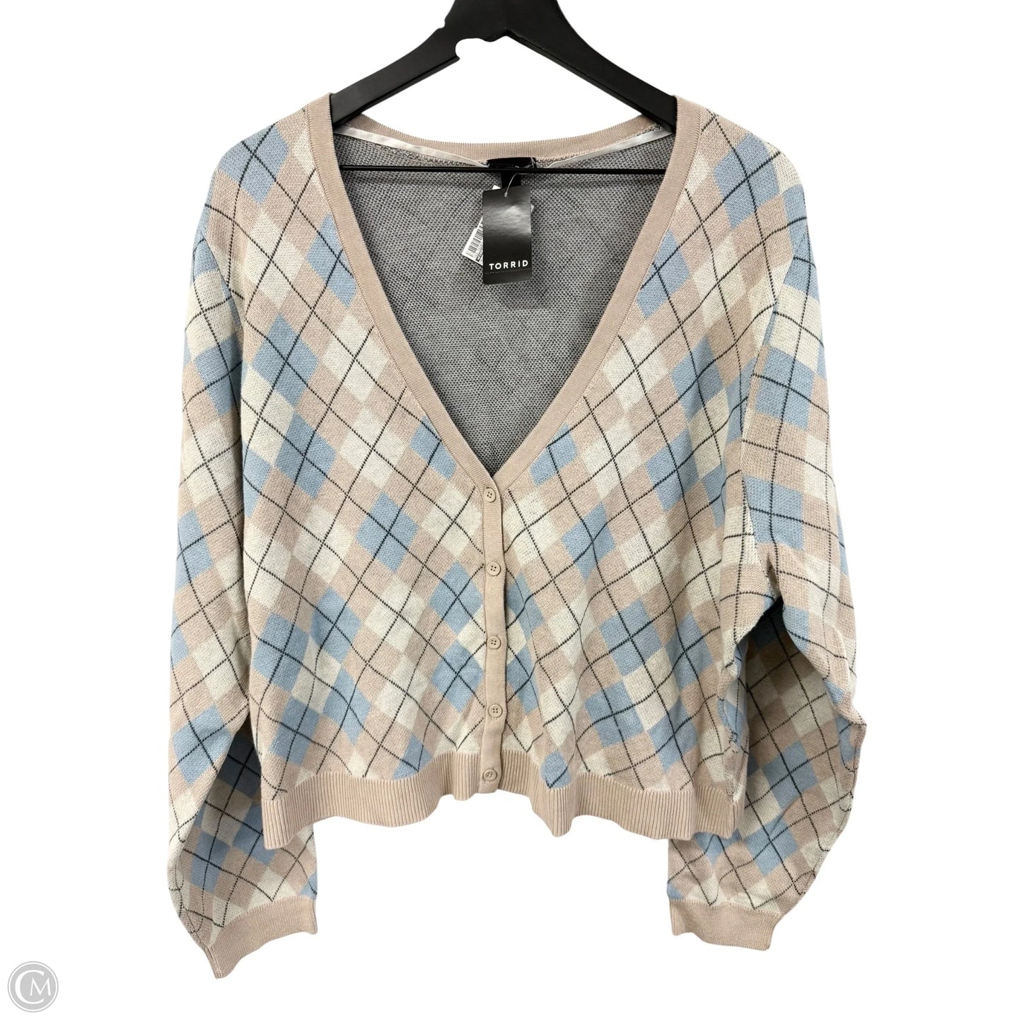 Sweater Cardigan By Torrid In Blue & Tan, Size: 3x