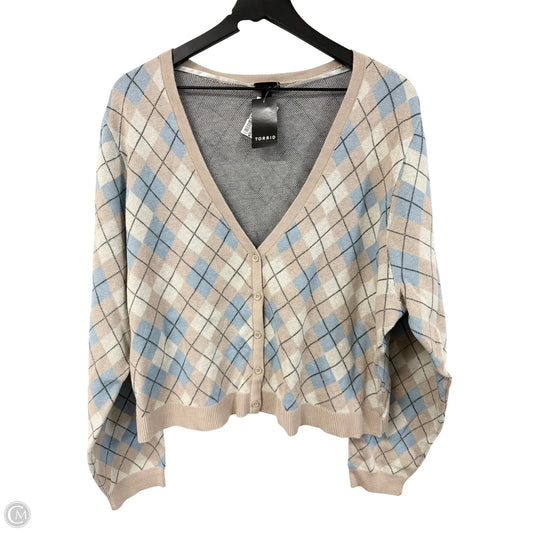Sweater Cardigan By Torrid In Blue & Tan, Size: 3x
