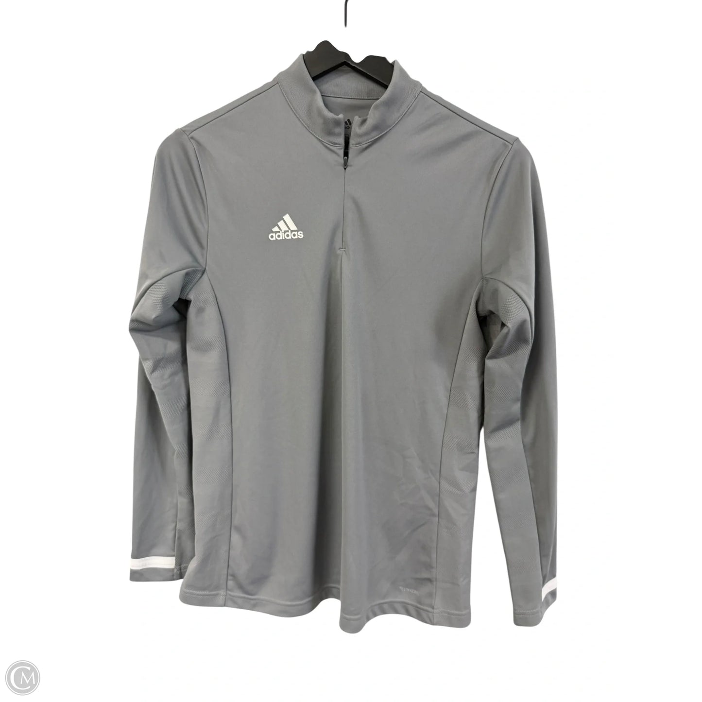Athletic Top Long Sleeve Collar By Adidas In Grey, Size: S
