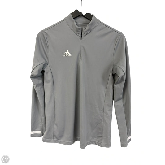 Athletic Top Long Sleeve Collar By Adidas In Grey, Size: S