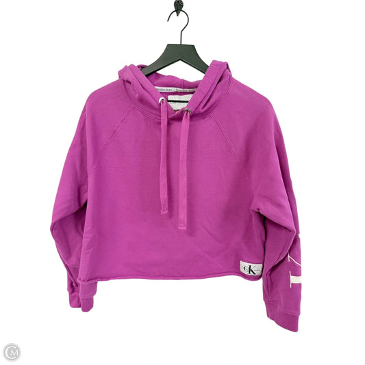 Athletic Sweatshirt Hoodie By Calvin Klein In Purple, Size: L