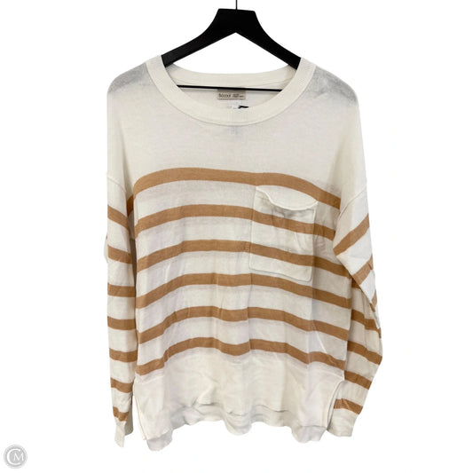 Top Long Sleeve By Cmc In Tan & White, Size: L