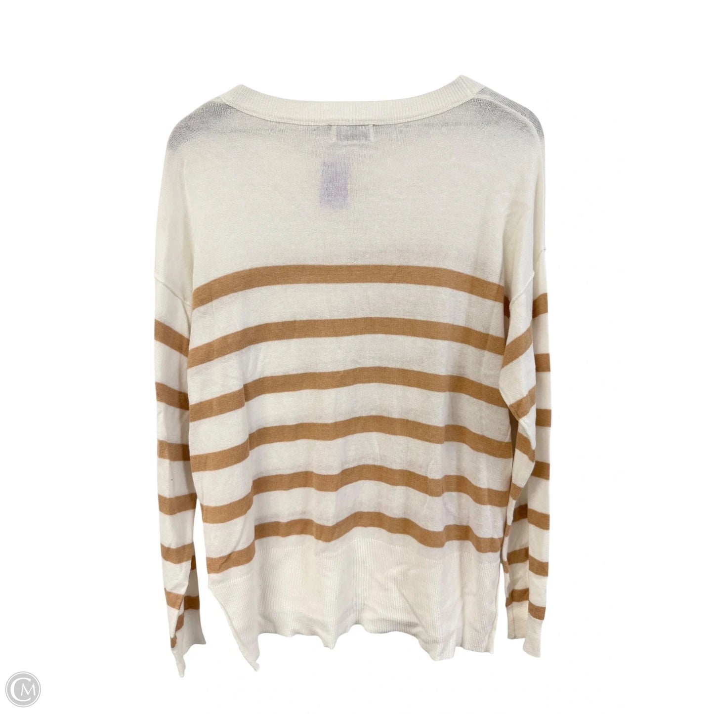 Top Long Sleeve By Cmc In Tan & White, Size: L