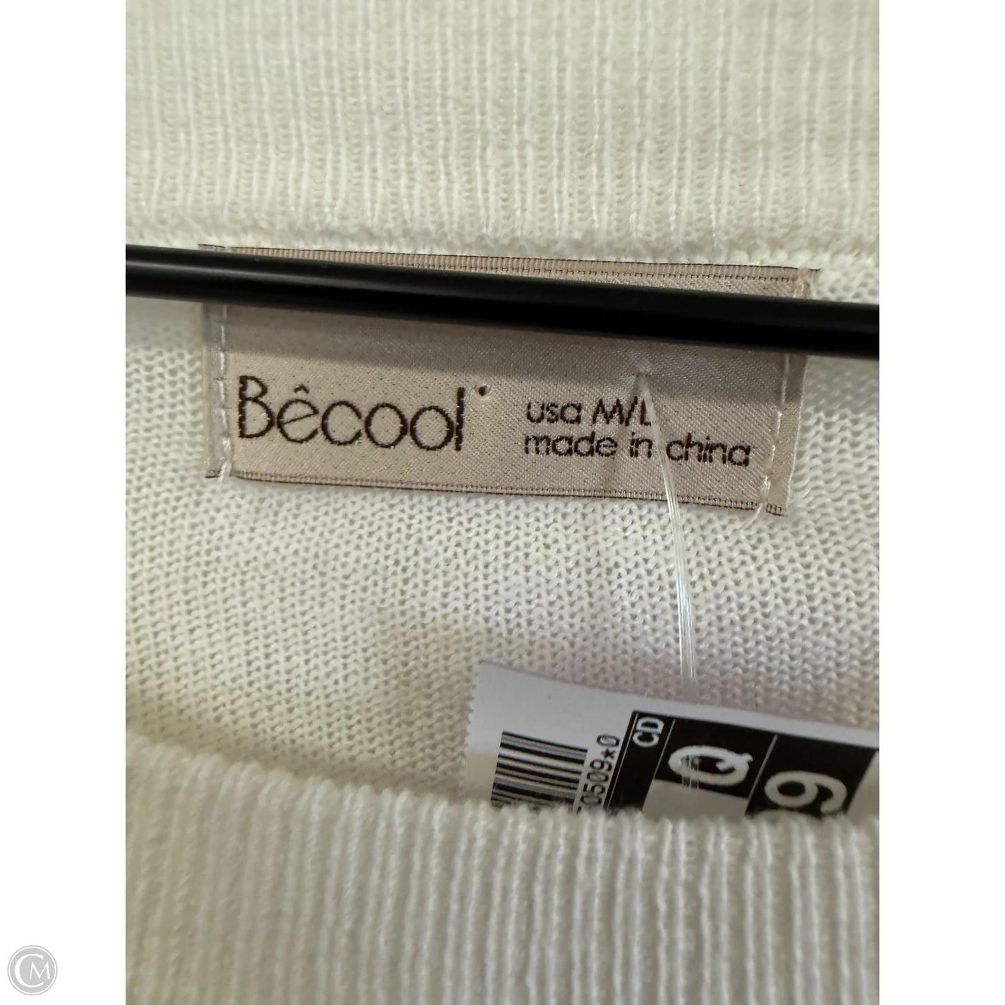 Top Long Sleeve By Cmc In Tan & White, Size: L