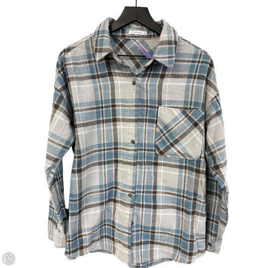 Blouse Long Sleeve By Staccato In Blue & Grey, Size: S