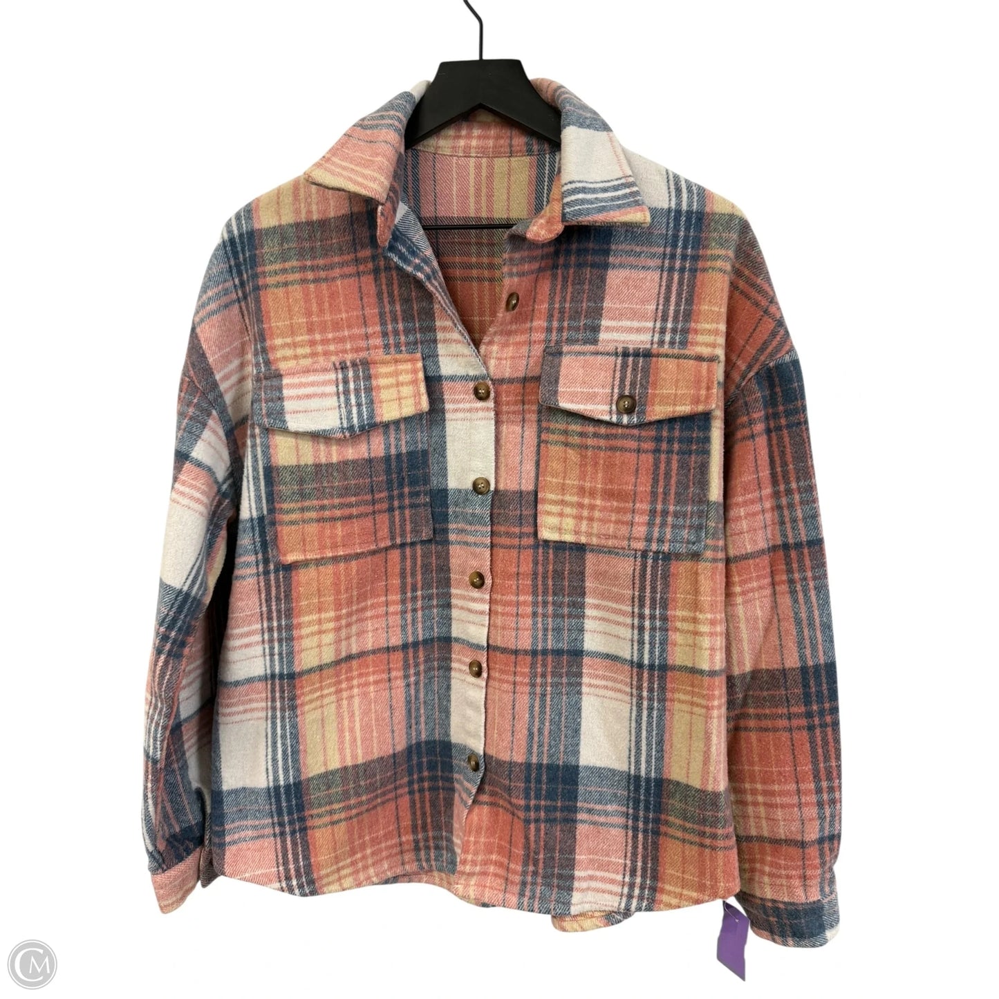 Jacket Shirt By Clothes Mentor In Pink, Size: S