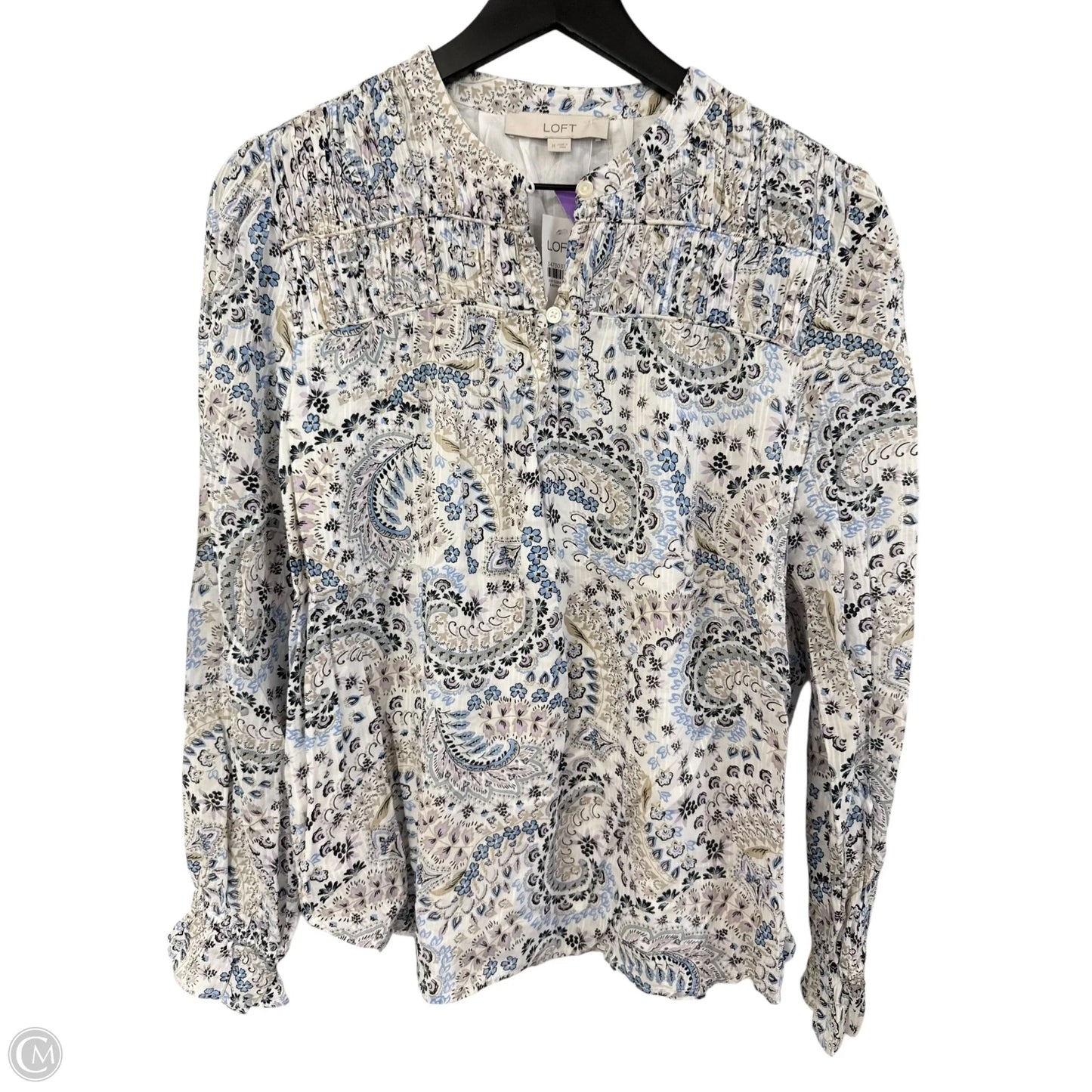 Top Long Sleeve By Loft In Blue & White, Size: M