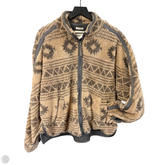 Jacket Faux Fur & Sherpa By Thread And Supply In Grey & Tan, Size: L