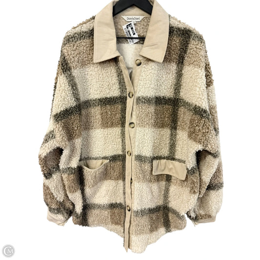 Jacket Faux Fur & Sherpa By Davi & Dani In Cream & Tan, Size: L