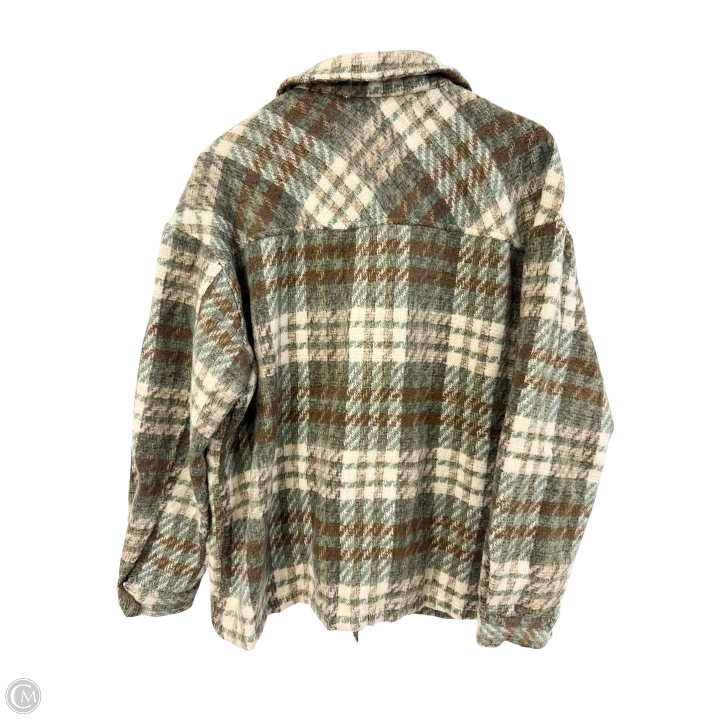 Jacket Shirt By Clothes Mentor In Brown & Green, Size: L