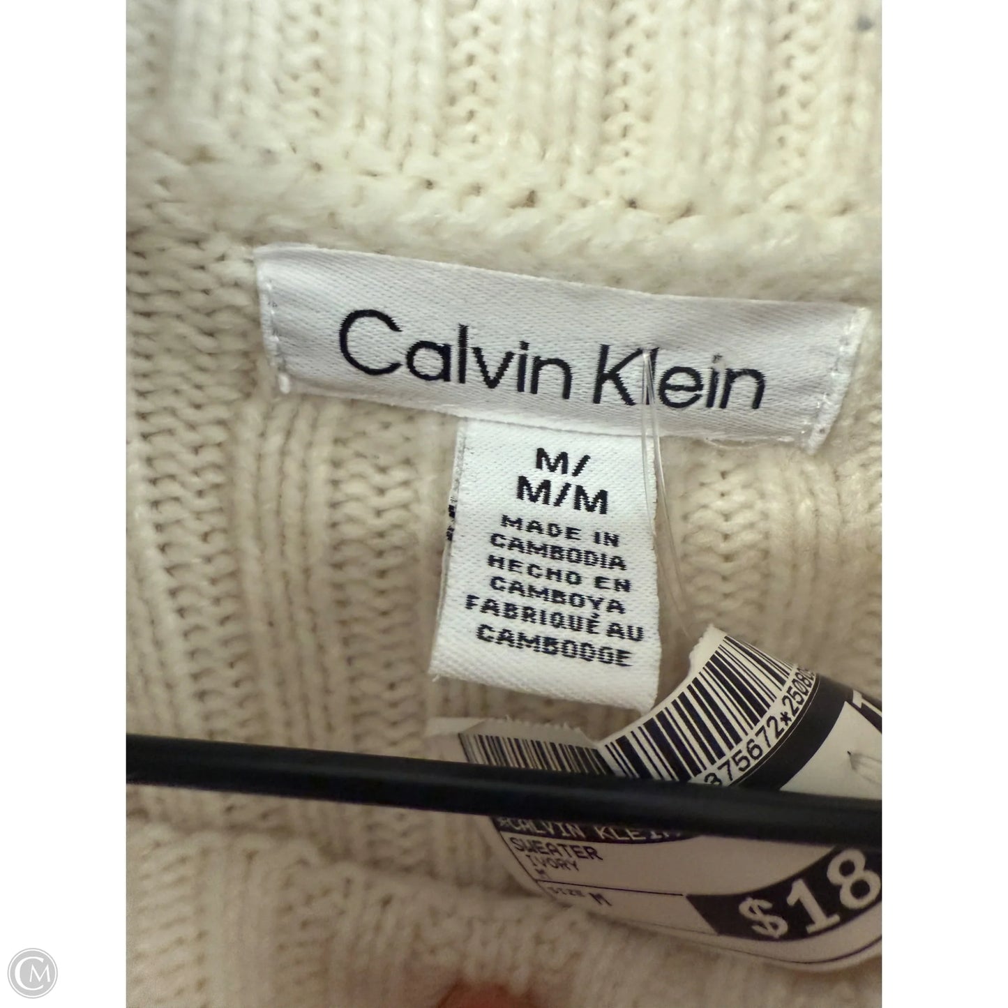 Sweater By Calvin Klein In Ivory, Size: M