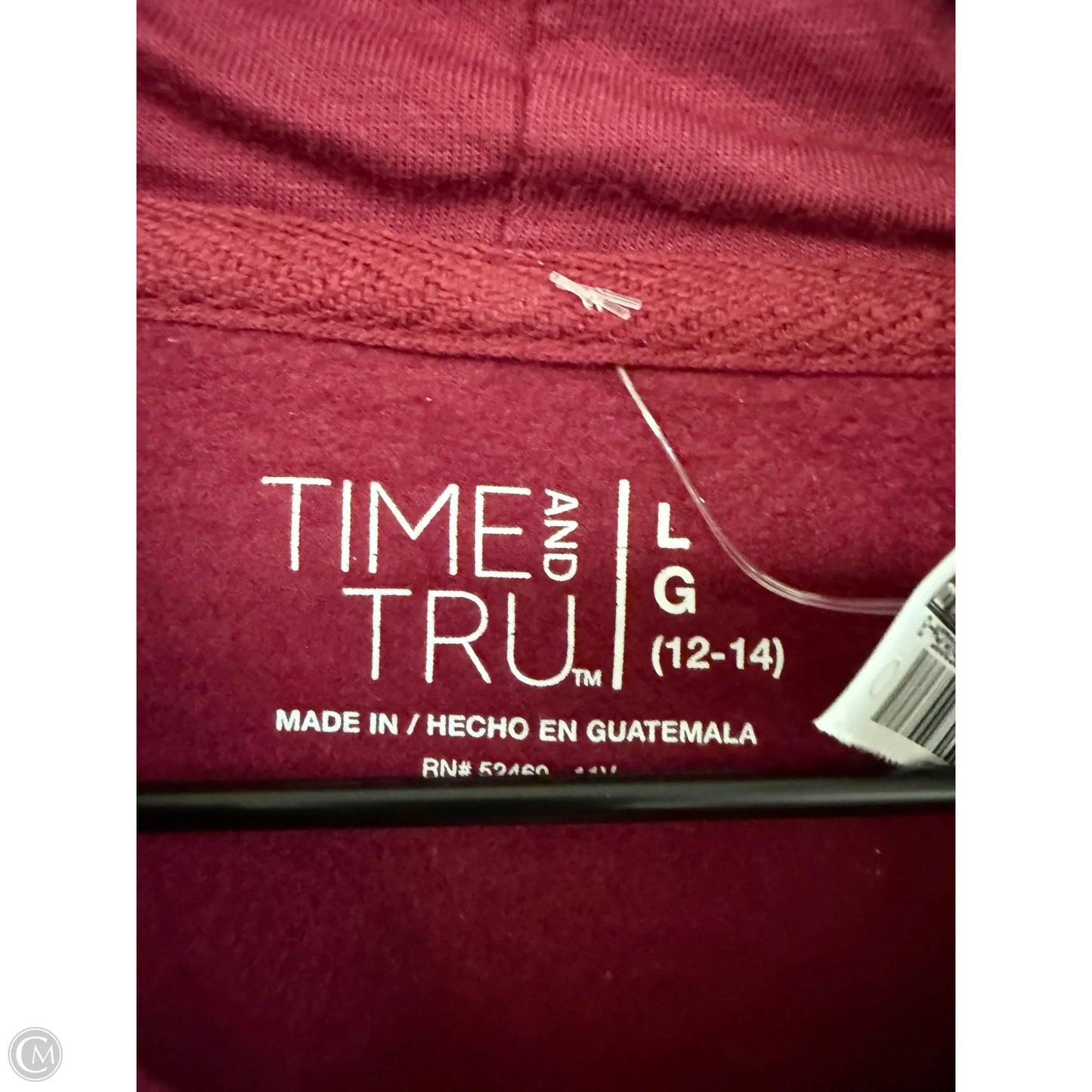 Sweatshirt Hoodie By Time And Tru In Maroon, Size: L