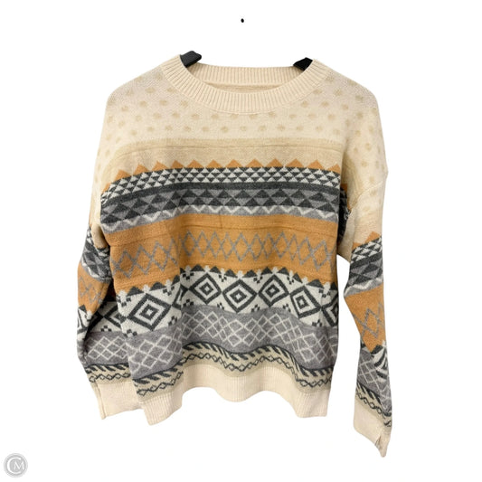 Sweater By Cme In Grey & Tan, Size: L