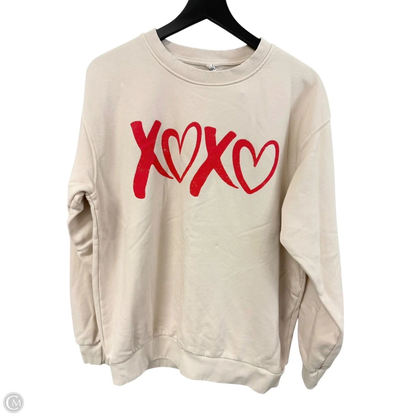 Sweatshirt Crewneck By Clothes Mentor In Ivory, Size: L