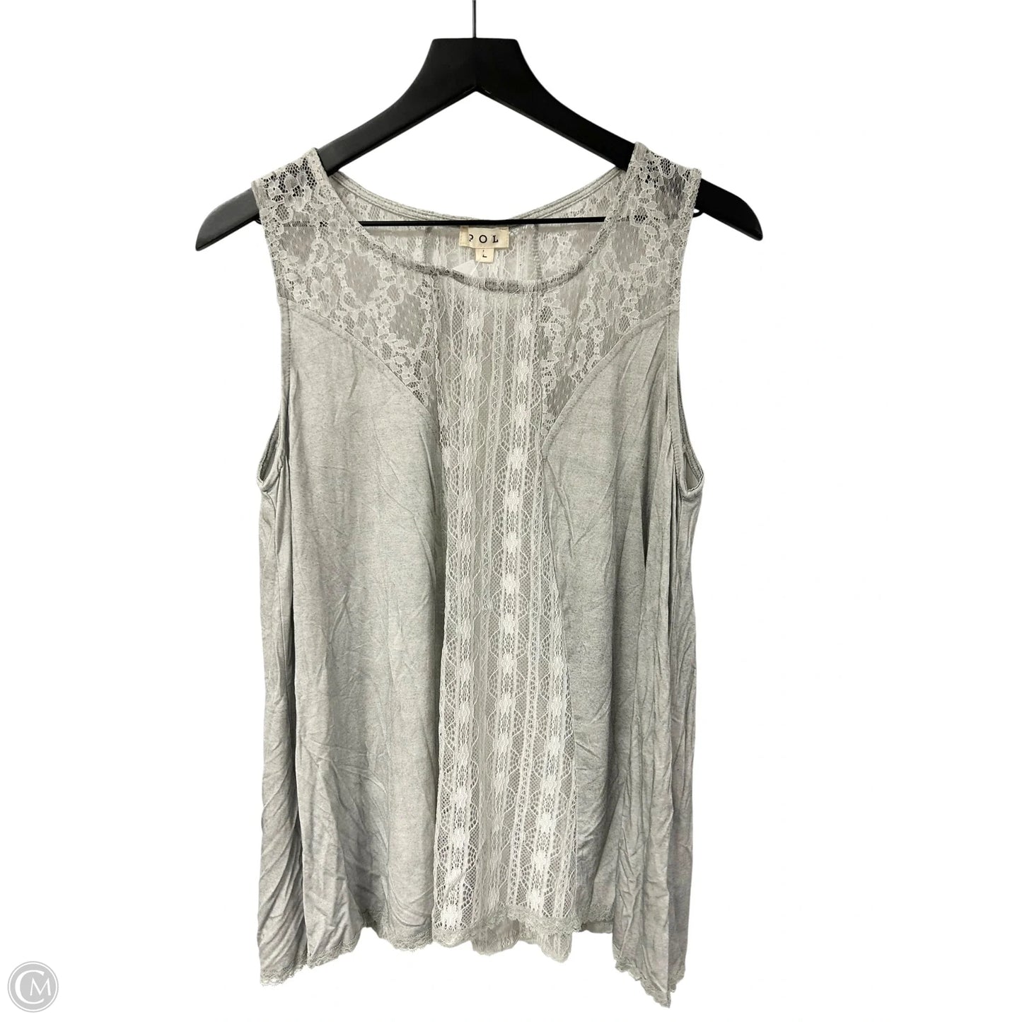 Top Sleeveless By Pol In Grey, Size: L