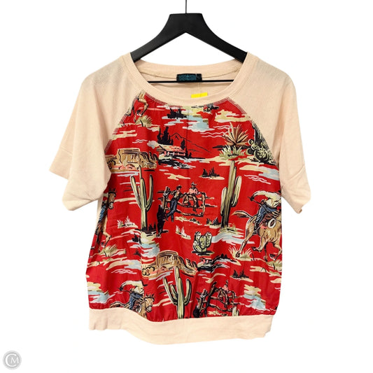 Top Short Sleeve By Clothes Mentor In Cream & Red, Size: L