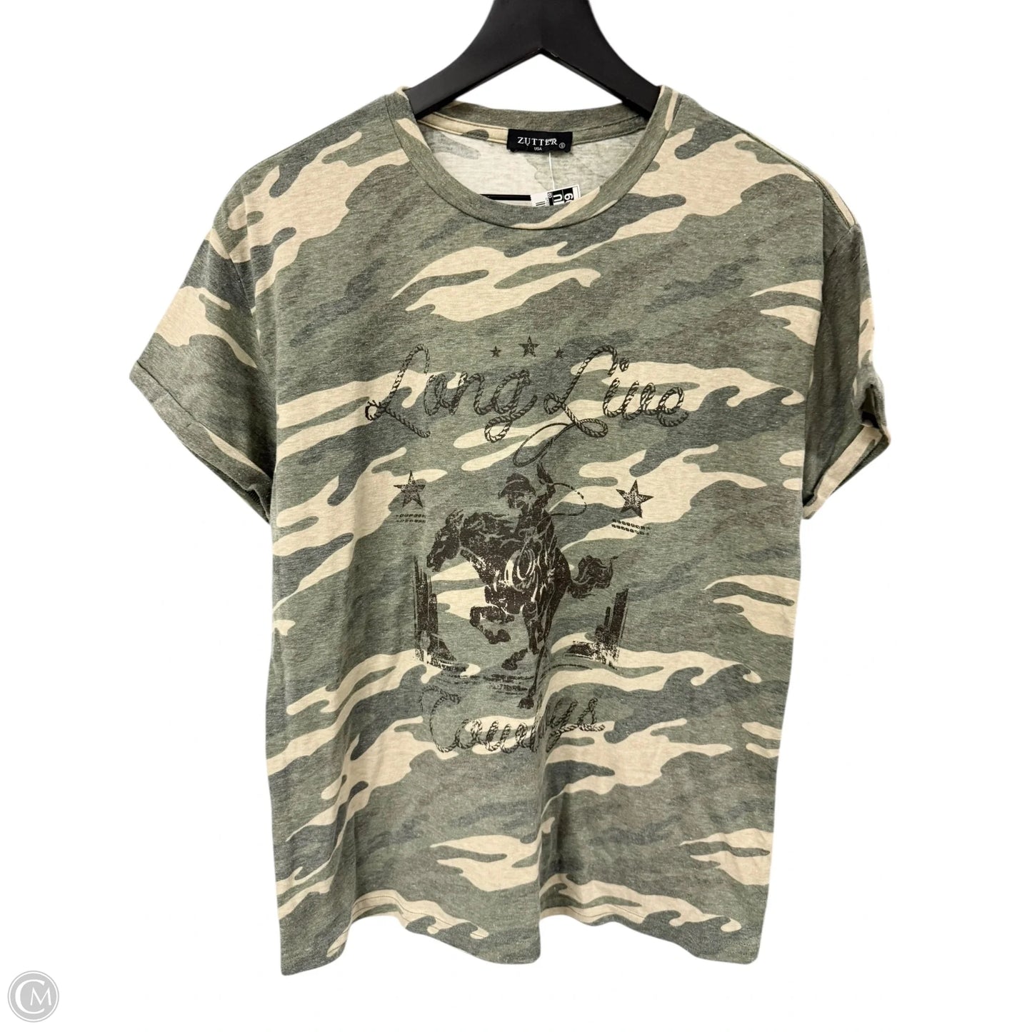 Top Short Sleeve By Zutter In Camouflage Print, Size: S