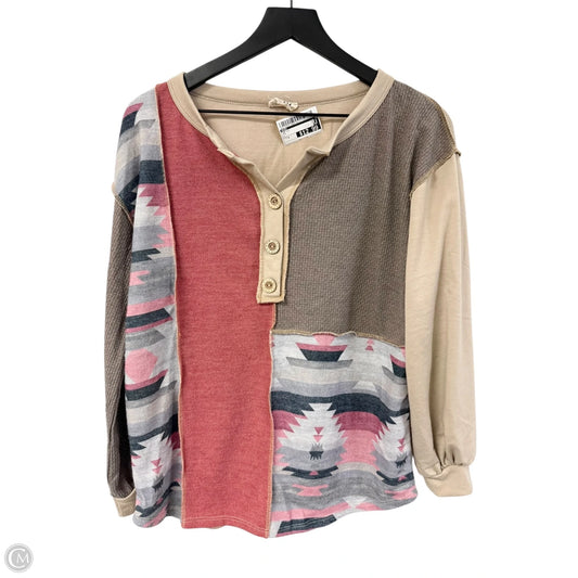 Top Long Sleeve By Bibi In Tan, Size: S