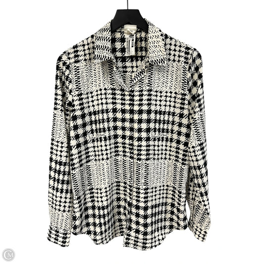 Blouse Long Sleeve By H&m In Black & Cream, Size: S