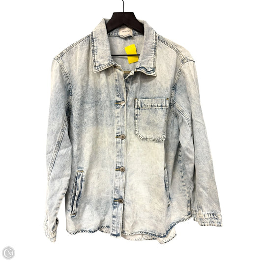 Jacket Shirt By Wishlist In Blue Denim, Size: S