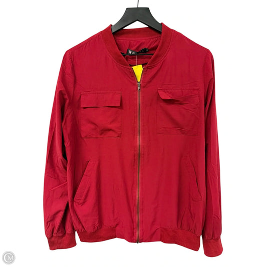 Jacket Shirt By Allegra K In Red, Size: L