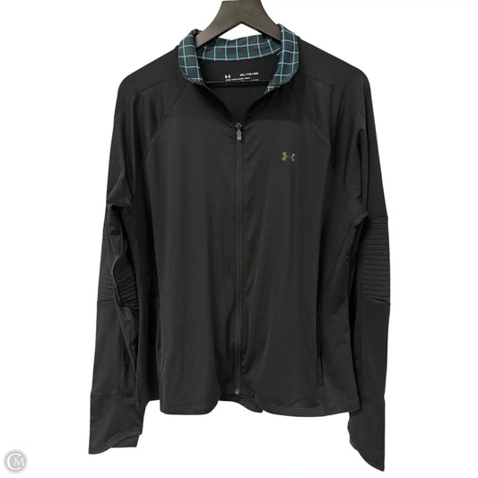 Athletic Top Long Sleeve Collar By Under Armour In Black, Size: Xxl