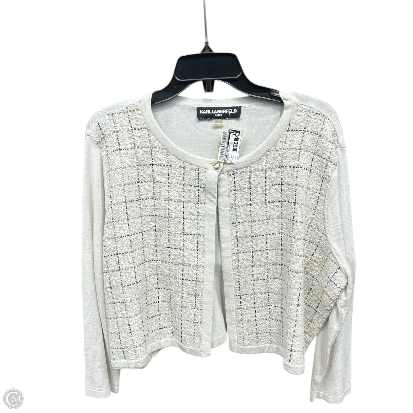Cardigan Designer By Karl Lagerfeld In White, Size: Xl