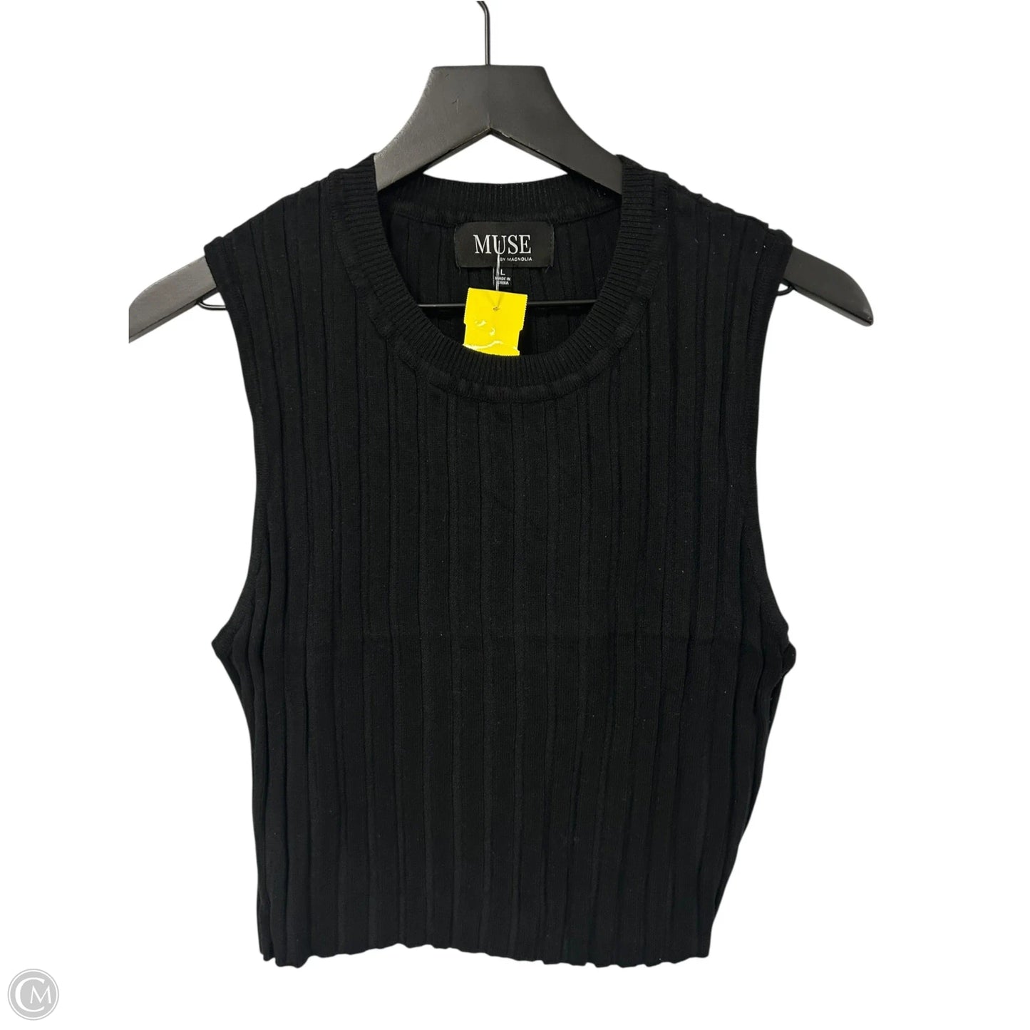 Top Sleeveless By Muse In Black, Size: L