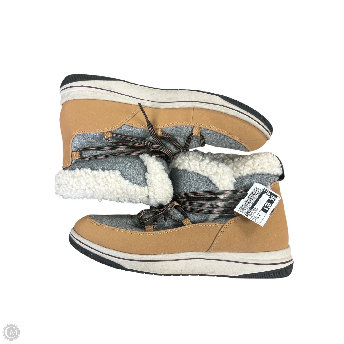 Boots Snow By Clarks In Brown & Grey, Size: 8.5