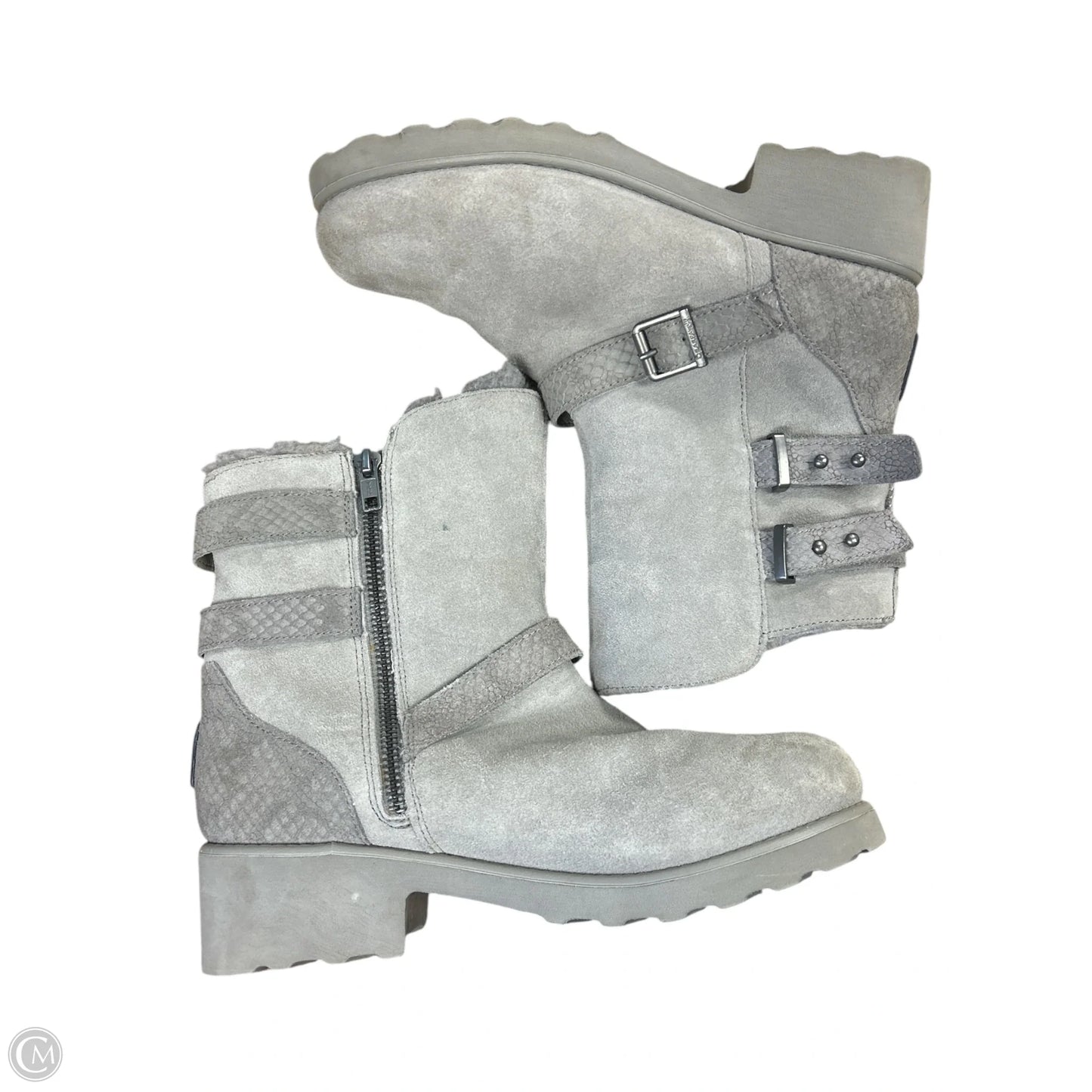 Boots Mid-calf Flats By Bearpaw In Grey, Size: 7