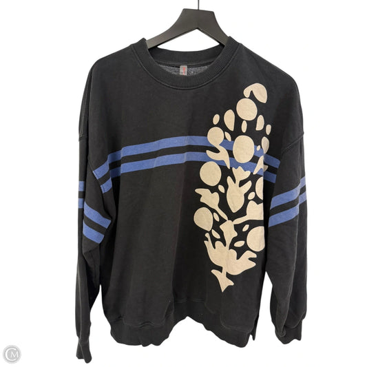 Athletic Sweatshirt Crewneck By Free People In Black & Blue, Size: Xs
