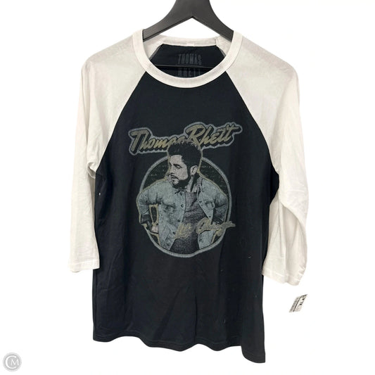 Top Long Sleeve By Cmc In Black & White, Size: M